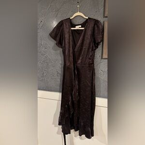 Elegant Dark Brown Wrap Dress